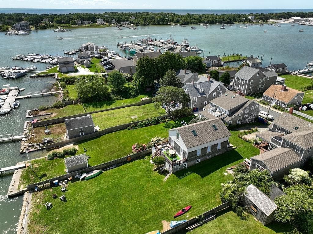 Aerial view of 2042 Main Road and Westport Point harbor