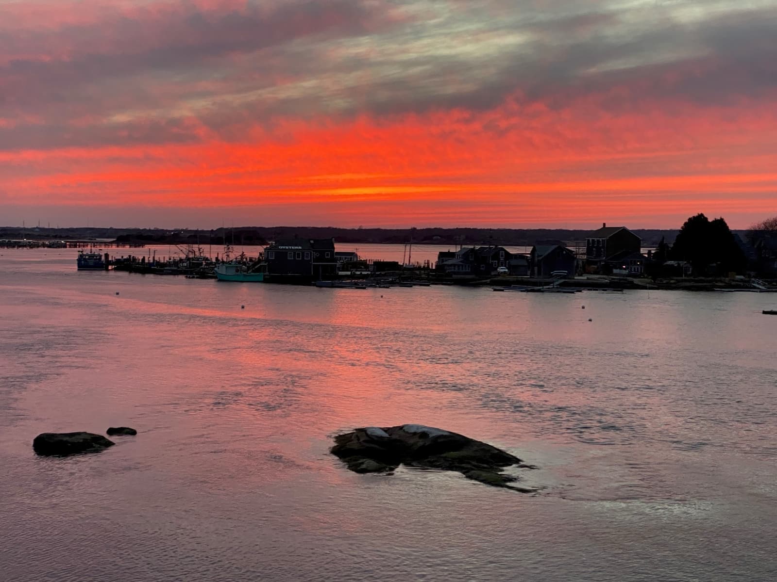 Westport Point harbor at sunset, where whaling ships once docked